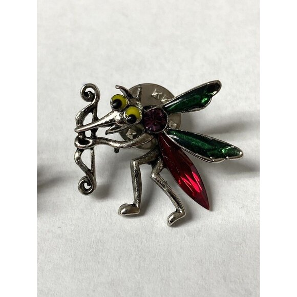 Pin Scatterpin Mosquito With Bow Cupid & Cherry Jewelry Fruit Theme Rhinestones - Picture 2 of 7